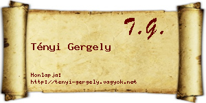 Tényi Gergely névjegykártya