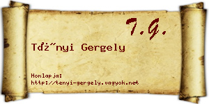 Tényi Gergely névjegykártya